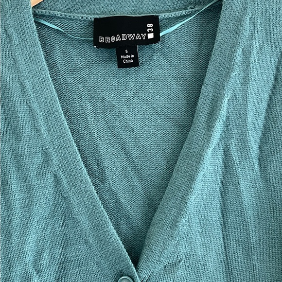 Broadway 38 | Mint green stretch fitted knit cardigan sweater size small - Picture 2 of 10
